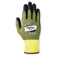 Ansell Edmont 205743 Ansell Size 6 Yellow HyFlex Nylon And Kevlar Coated Work Glove With Black Foam Nitrile Coated Palm And Comf